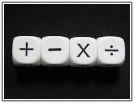 Addition, Subtraction, Multiplication, and Division Operations Dice